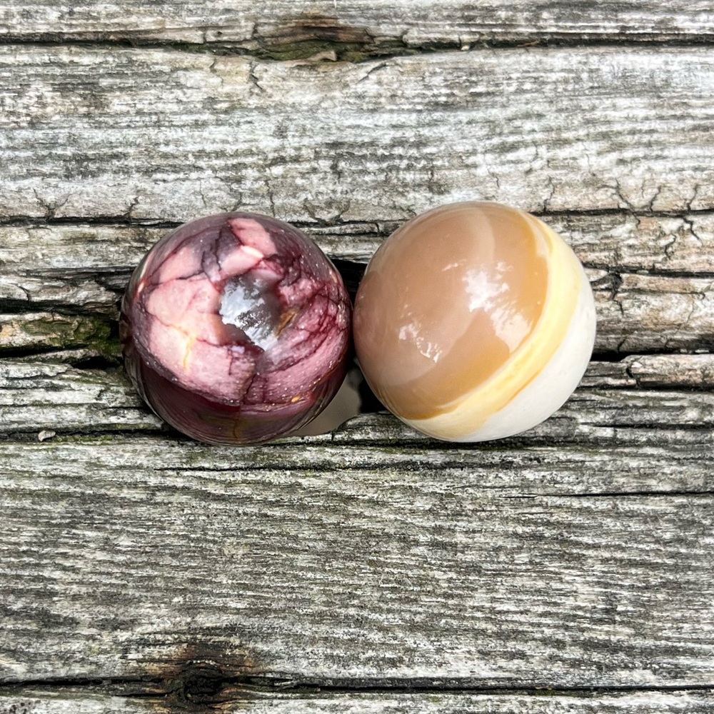 Set Of Two Mookaite Spheres